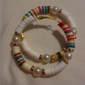 Colorful Beaded Hoop Earrings handmade stainless steel